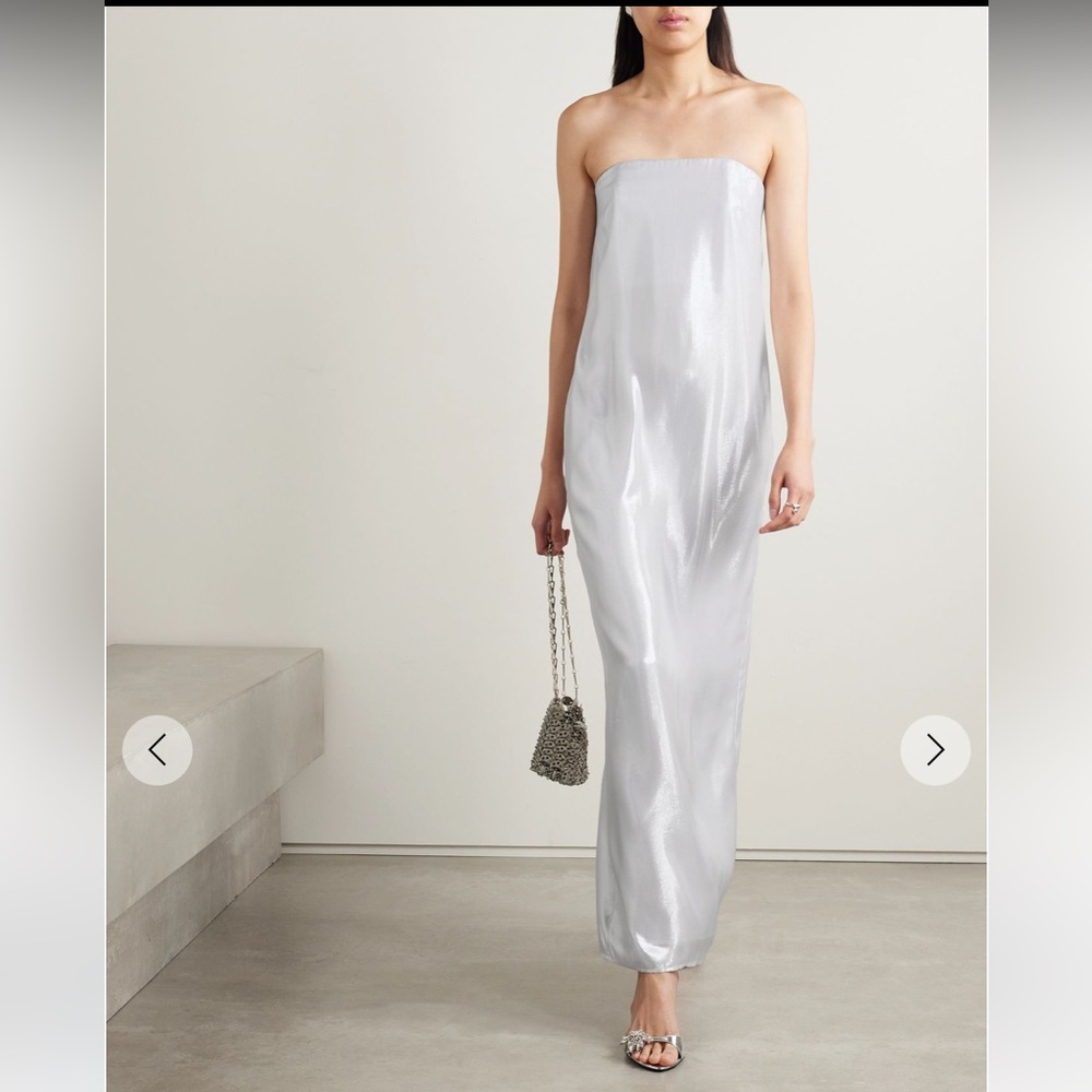 STAUD Casey Metallic Strapless Dress